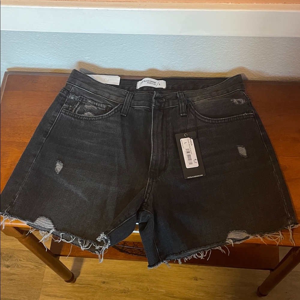 Just Black Charcoal Distressed Jean Shorts